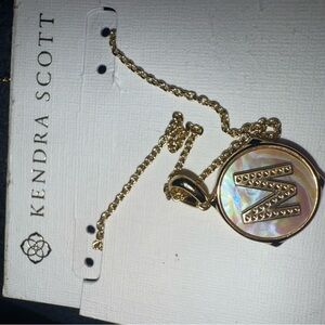 Kendra Scott Gold and Iridescent Pendant Necklace initial letter M